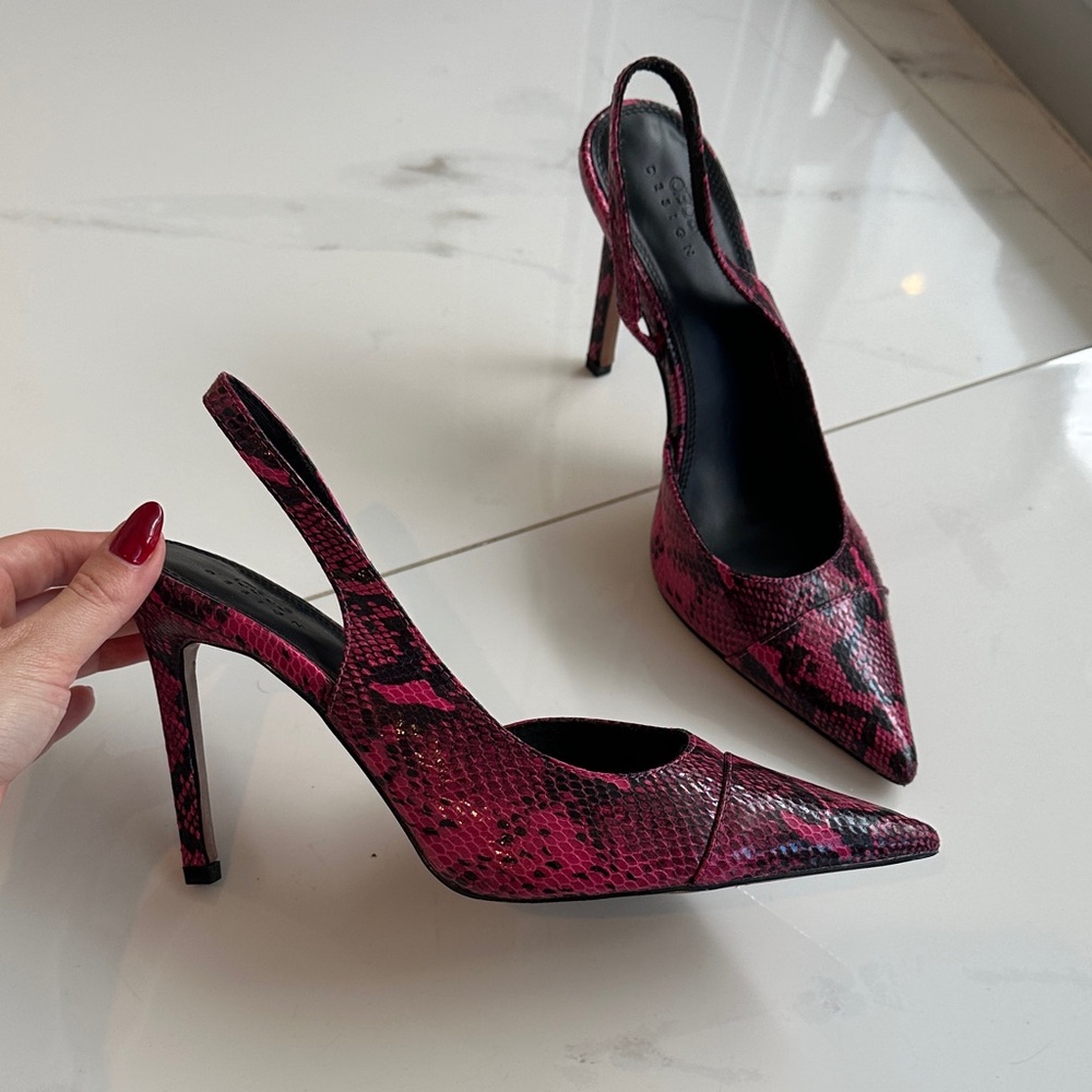 ASOS Pink Snake Print Slingback Heels